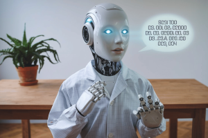 Larger AI chatbots often give incorrect answers over admitting uncertainty, study shows. Robot wearing shirt talks gibberish