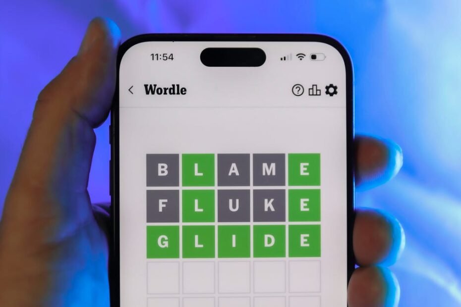 a completed Wordle puzzle on a phone